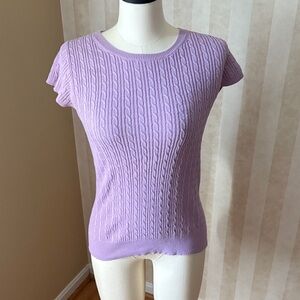 GAP Lilac Cable Knit Cap Sleeve Top